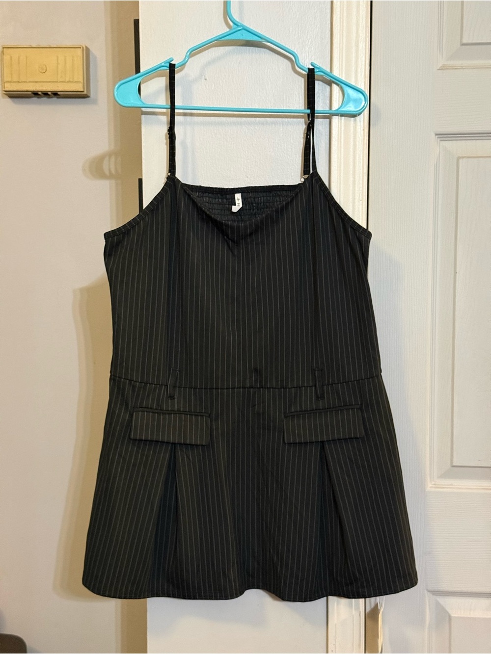 NWT Halara Black Pinstripe Spaghetti Strap Dress Sz XL
